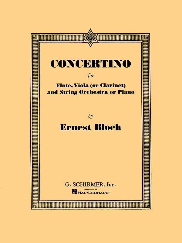 Bloch Concertino Flute/Vla/Cl/Piano Reduction