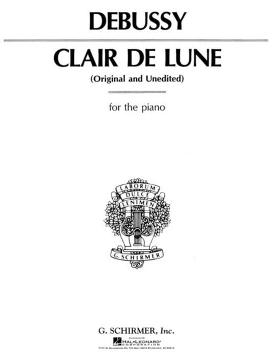 Debussy - Clair de Lune Piano Sheet Music, 8 Pages, Piano Solo, Publisher: G. Schirmer, Inc.