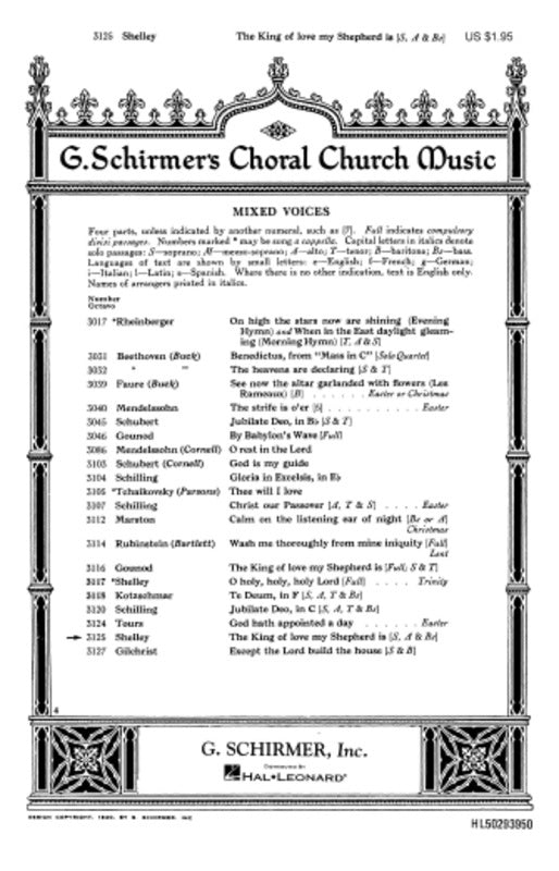 Schirmer - The King Of Love My Shepherd Is SATB
