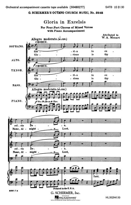 Schirmer - Gloria In Excelsis SATB
