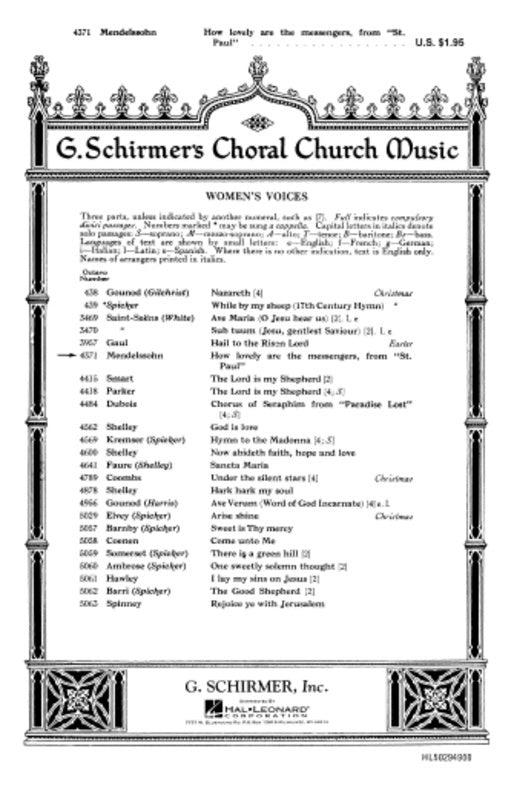Schirmer - How Lovely Are The Messengers SATB