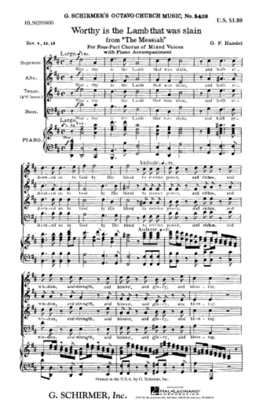 Schirmer - Worthy Is The Lamb That Was Slain SATB