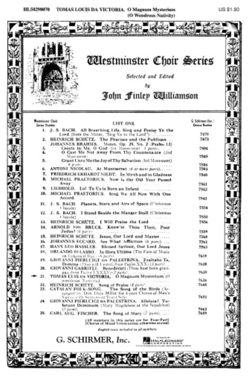 Schirmer - O Magnum Mysterium (O Great Mystery) SATB A Cappella