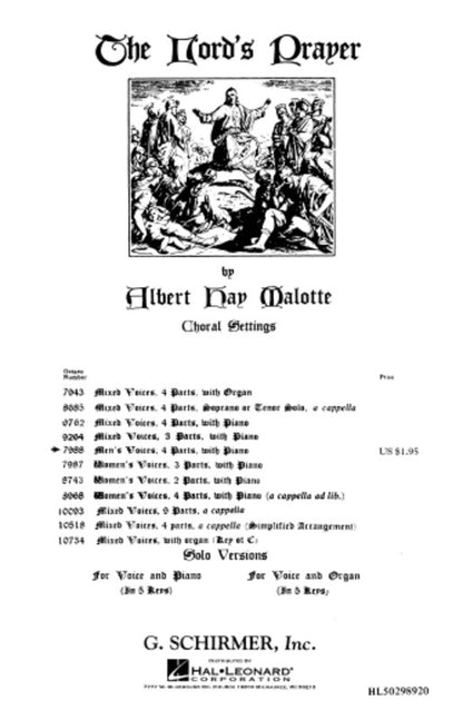 Malotte Lords Prayer TTBB And Piano
