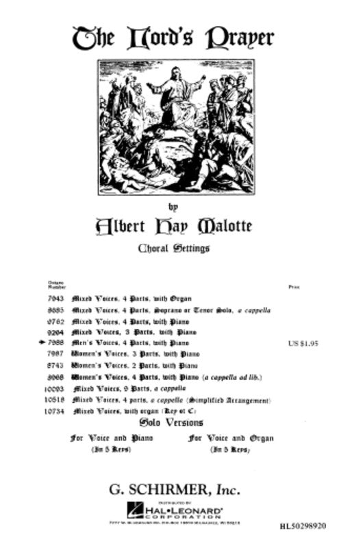 Malotte Lords Prayer TTBB And Piano