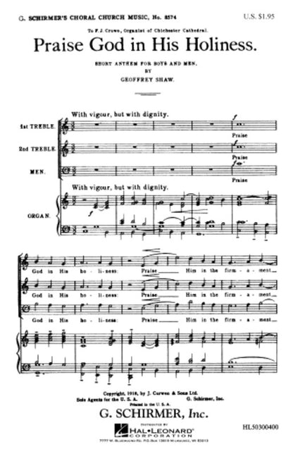 Praise God In His Holiness 3Pt/Organ — view 2