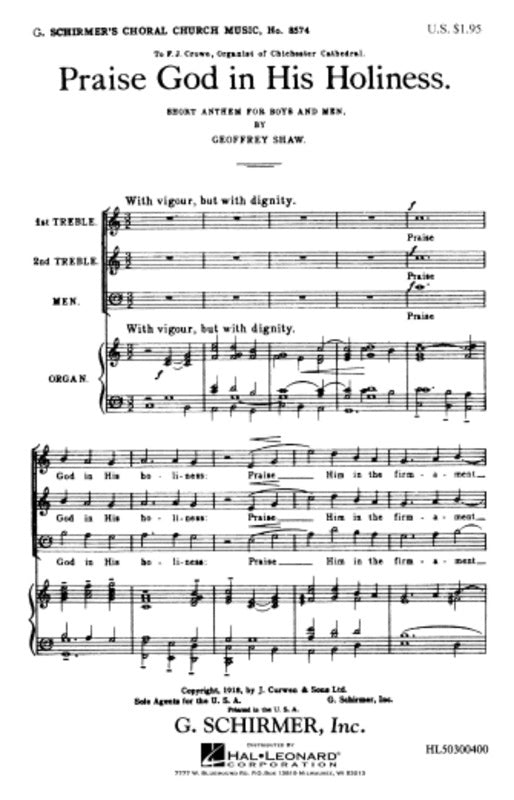 Praise God In His Holiness 3Pt/Organ