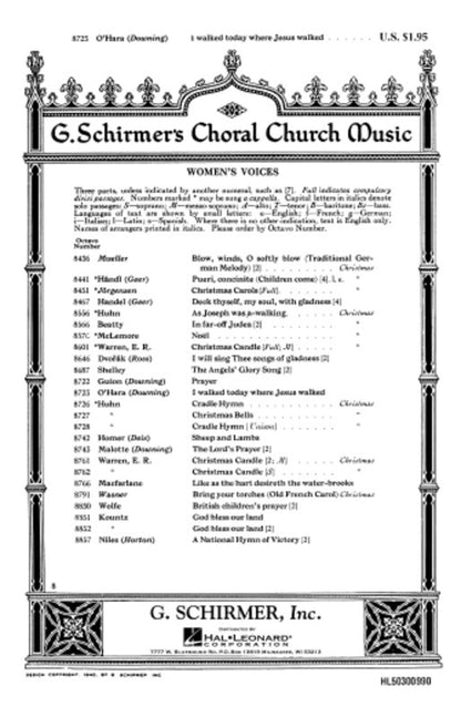 Schirmer - I Walked Today Where Jesus Walked SSA — view 2