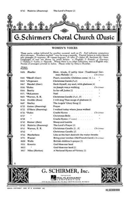 Schirmer - The Lords Prayer SA