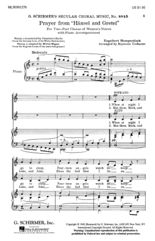 Schirmer - Prayer From Hansel And Gretel SA