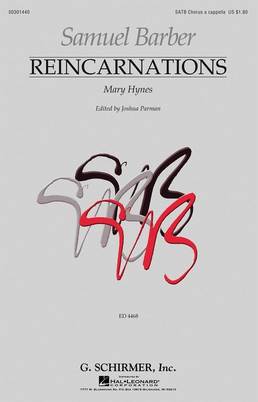Schirmer - Reincarnations No 1 Mary Hynes SATB A Cappella
