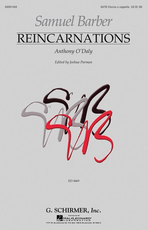Schirmer - Reincarnations No 2 Anthony Odaly SATB A Cappella