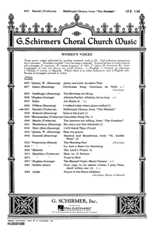 Schirmer - Hallelujah Chorus SSA