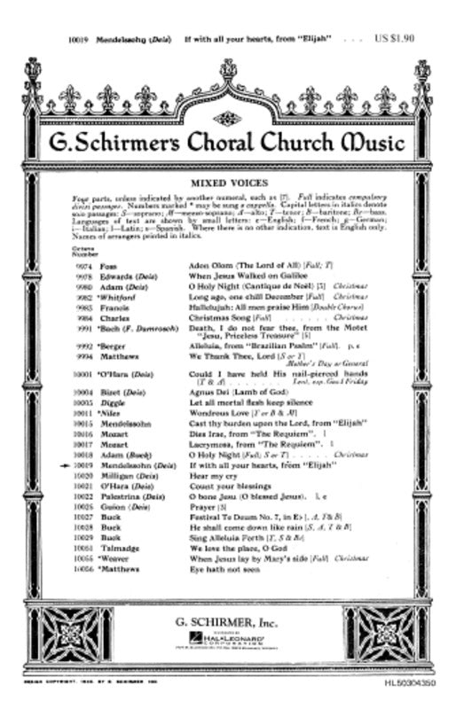 Schirmer - If With All Your Hearts SATB