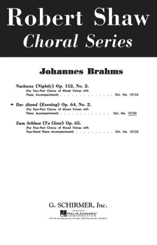 Schirmer - Der Abend (Evening) Op 64 No 2 SATB
