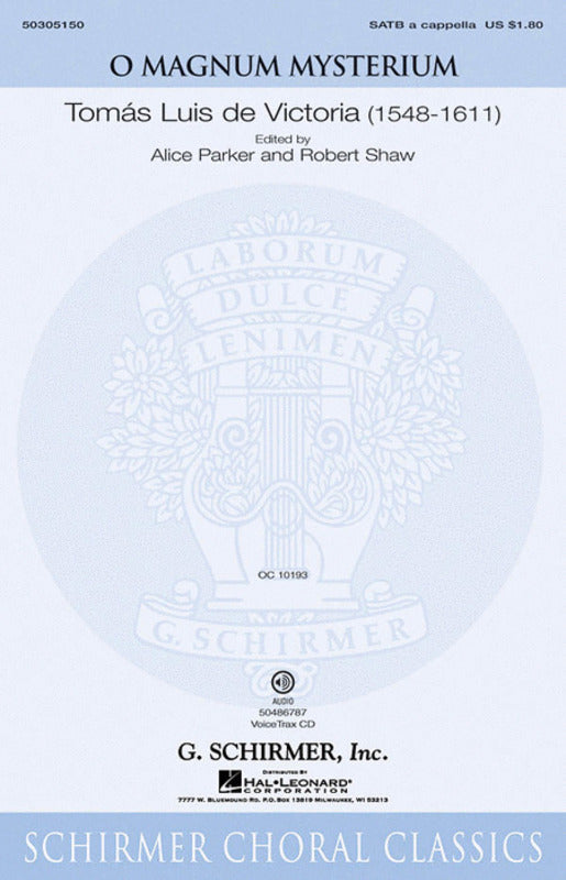 Schirmer - O Magnum Mysterium SATB A Cappella