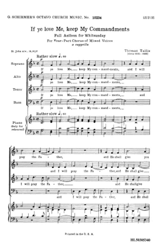 Schirmer - If Ye Love Me Keep My Commandments SATB A Cappella