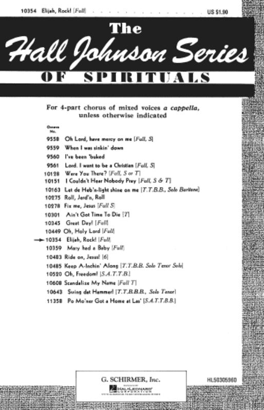 Elijah Rock Satb A Cappella Octavo