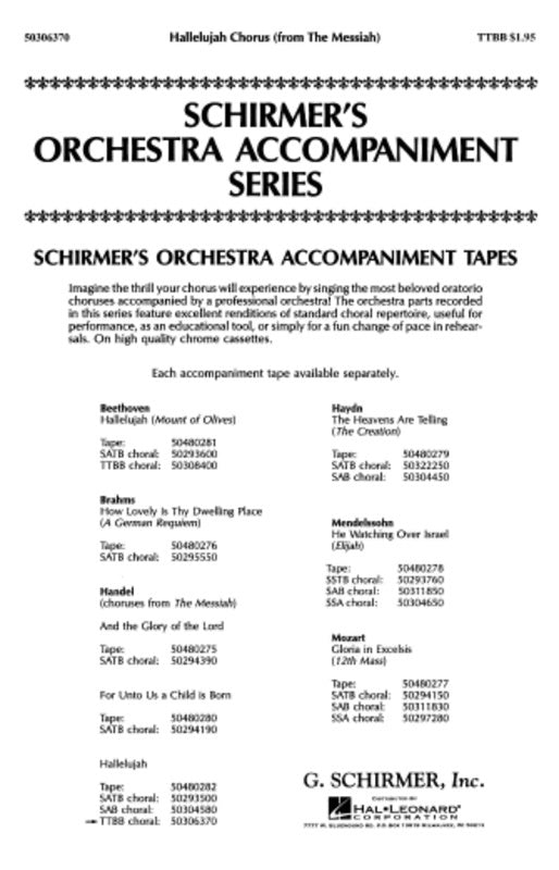 Schirmer - Hallelujah Chorus TTBB