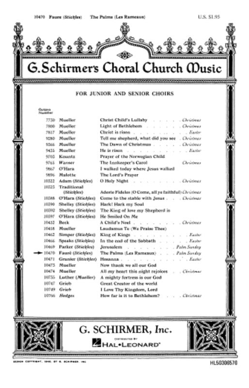 The Palms (Les Rameaux) Satb Octavo