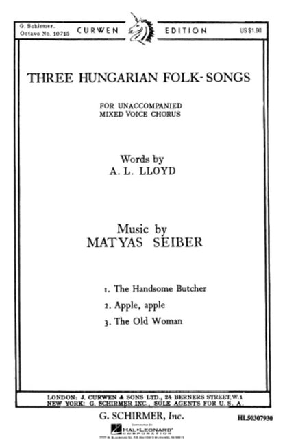 Schirmer - Three Hungarian Folk Songs SATB A Cappella