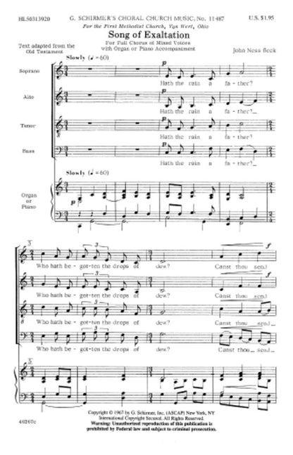Schirmer - Song Of Exaltation SATB — view 2