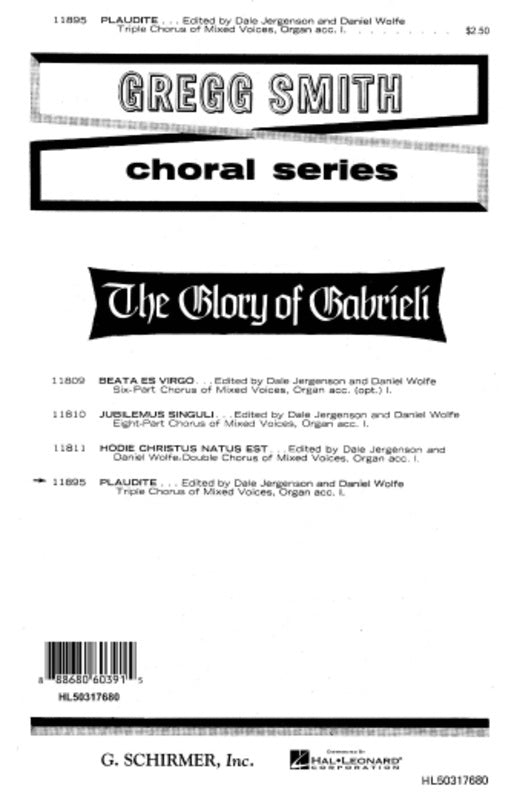 Schirmer - Gabrieli - Plaudite SATB Triple Choir