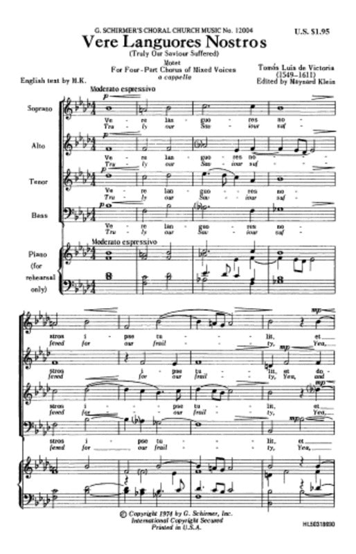 Schirmer - Victoria Vere Languores SATB A Cappella
