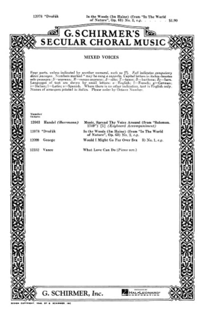 Schirmer - In The Woods (Im Haine) SATB A Cappella