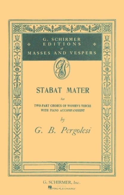 Schirmer - Pergolesi - Stabat Mater Sa/Piano Choral Score