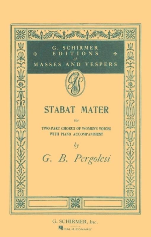 Schirmer - Pergolesi - Stabat Mater Sa/Piano Choral Score