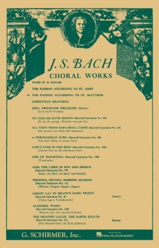 Bach - St Matthew Passion Vocal Score Eng Softcover Book