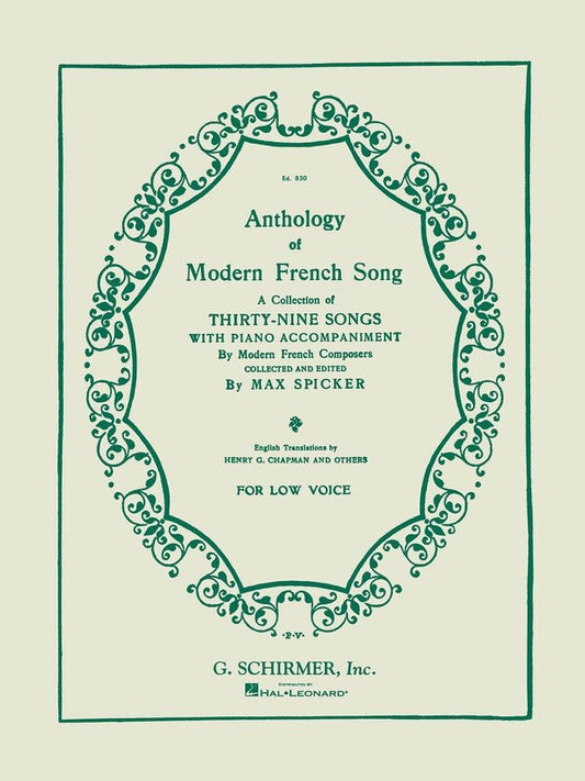 Schirmer - Anthology Of Modern French Song Low Voice