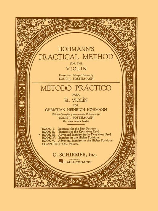 Hohmann Practical Method for Violin Book 3, Spanish & English, 48 Pages, G. Schirmer