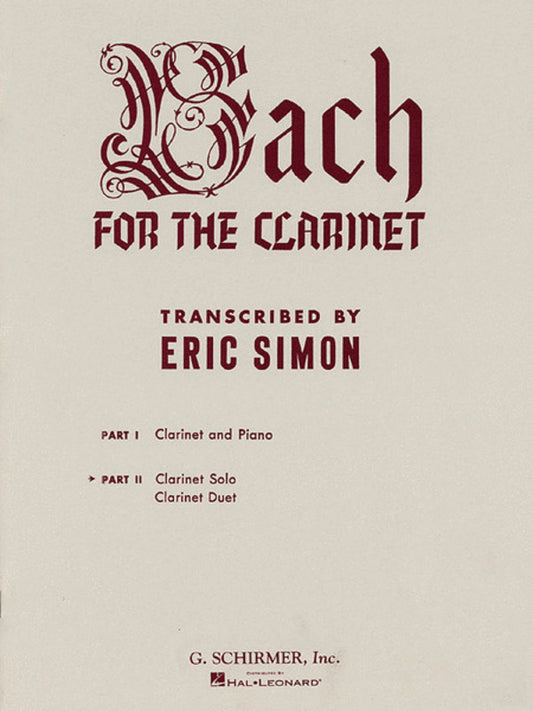 Bach For Clarinet Part 2