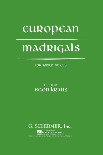 Schirmer - European Madrigals For Mixed Voices