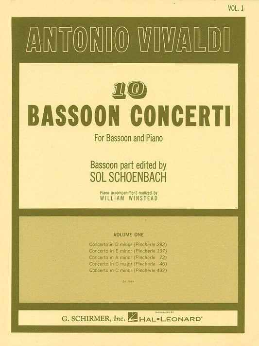 Vivaldi - 10 Bassoon Concerti Vol. 1 for Bassoon and Piano
