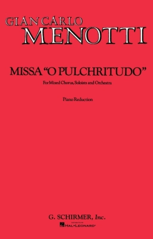 Schirmer - Menotti - O Pulchritudo SATB Vocal Score