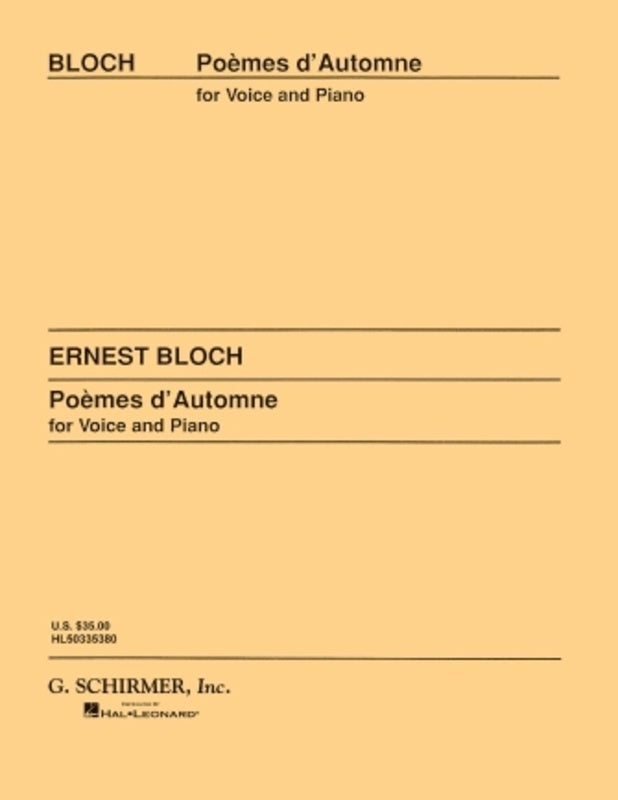 Bloch Poemes Dautomme Voice and Piano