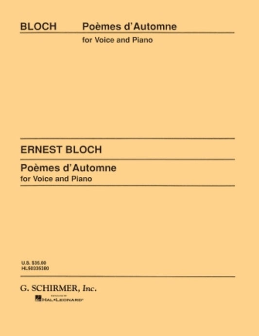 Bloch Poemes Dautomme Voice and Piano