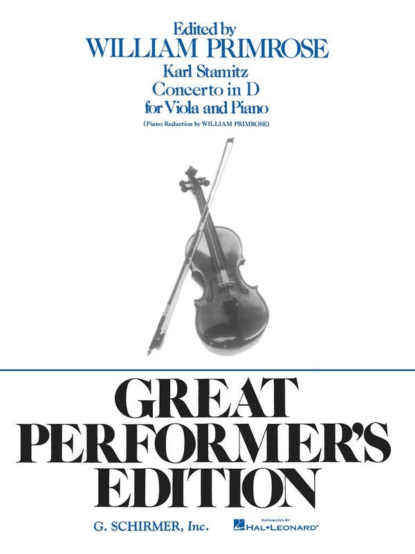 Stamitz - Concerto In D Op 1 Viola/Piano (Softcover Book)