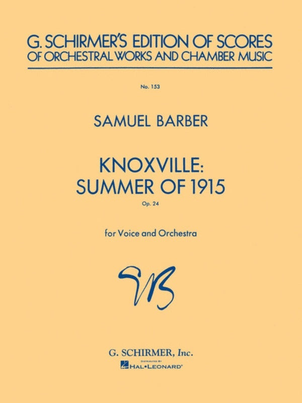 Schirmer - Barber - Knoxville Summer Of 1915 Study Score
