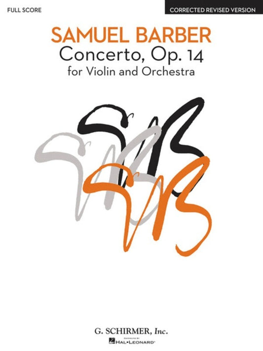 Barber Concerto Violin Op 14 Min/Score