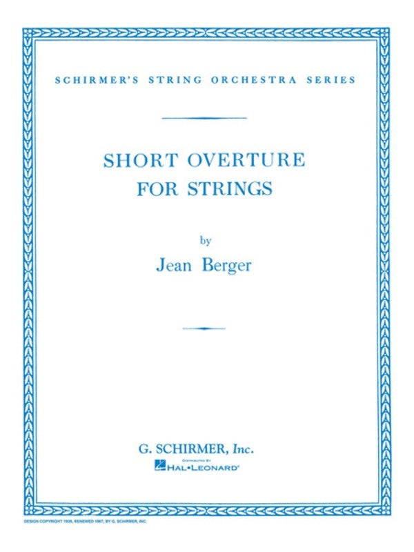 Berger Short Overture Strings Sc/Parts
