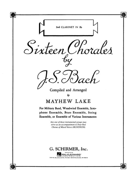 Schirmer - Bach - 16 Chorales Clarinet 2 Part