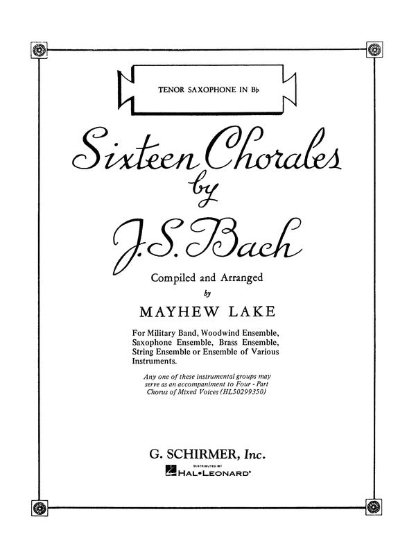 Schirmer - Bach - 16 Chorales Tenor Sax Part
