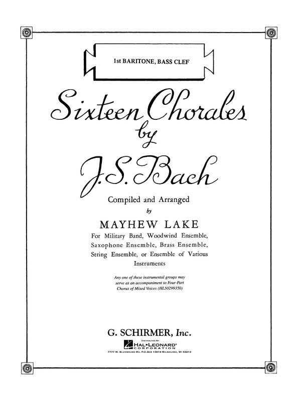 Schirmer - Bach - 16 Chorales Baritone 1 Bass Clef Part