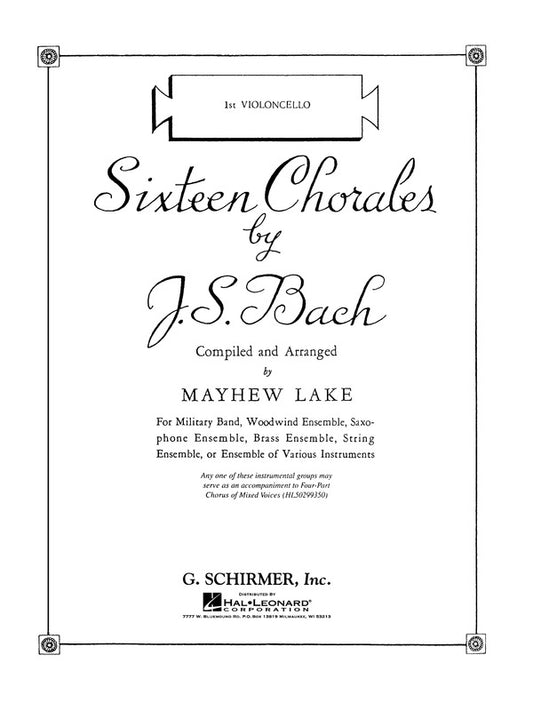 Schirmer - Bach - 16 Chorales Cello 1 Part