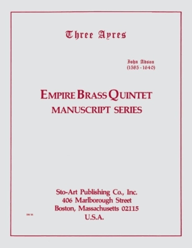 Adson 3 Ayers Brass Quintet Book