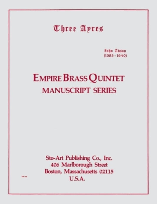 Adson 3 Ayers Brass Quintet Book